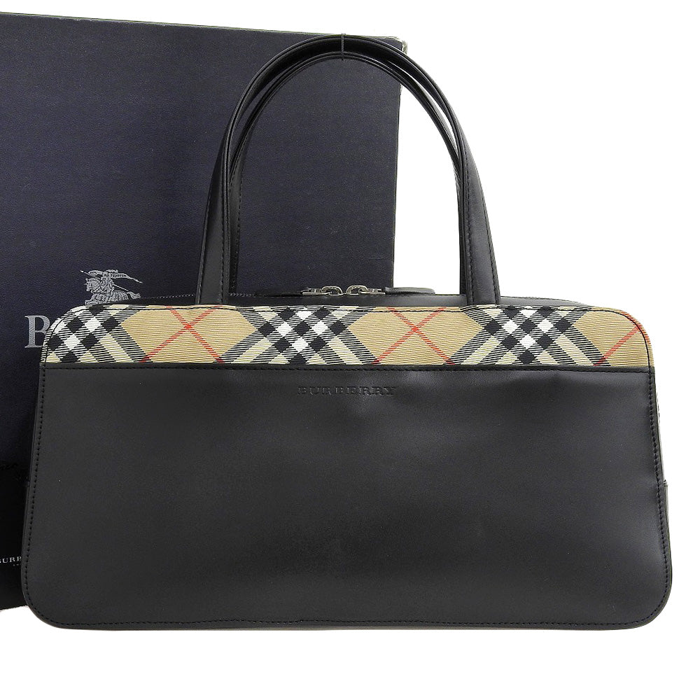 Burberry London Nova Check Nylon Leather Handbag