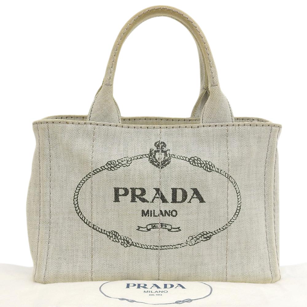 Prada Denim Canapa Tote Bag 1BG439 in Good Condition