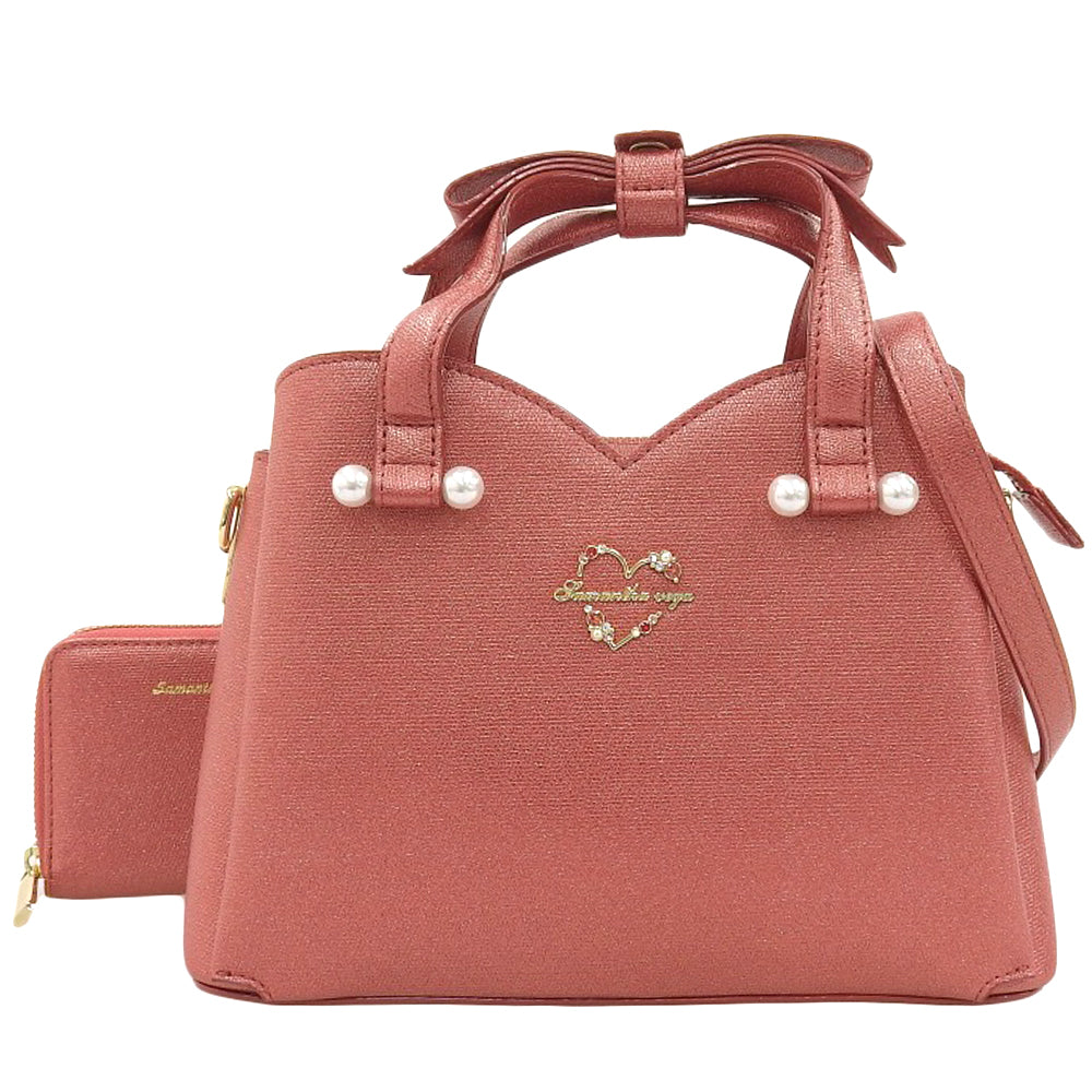 Samantha Vega Pink Glitter 2-Way Leather Handbag