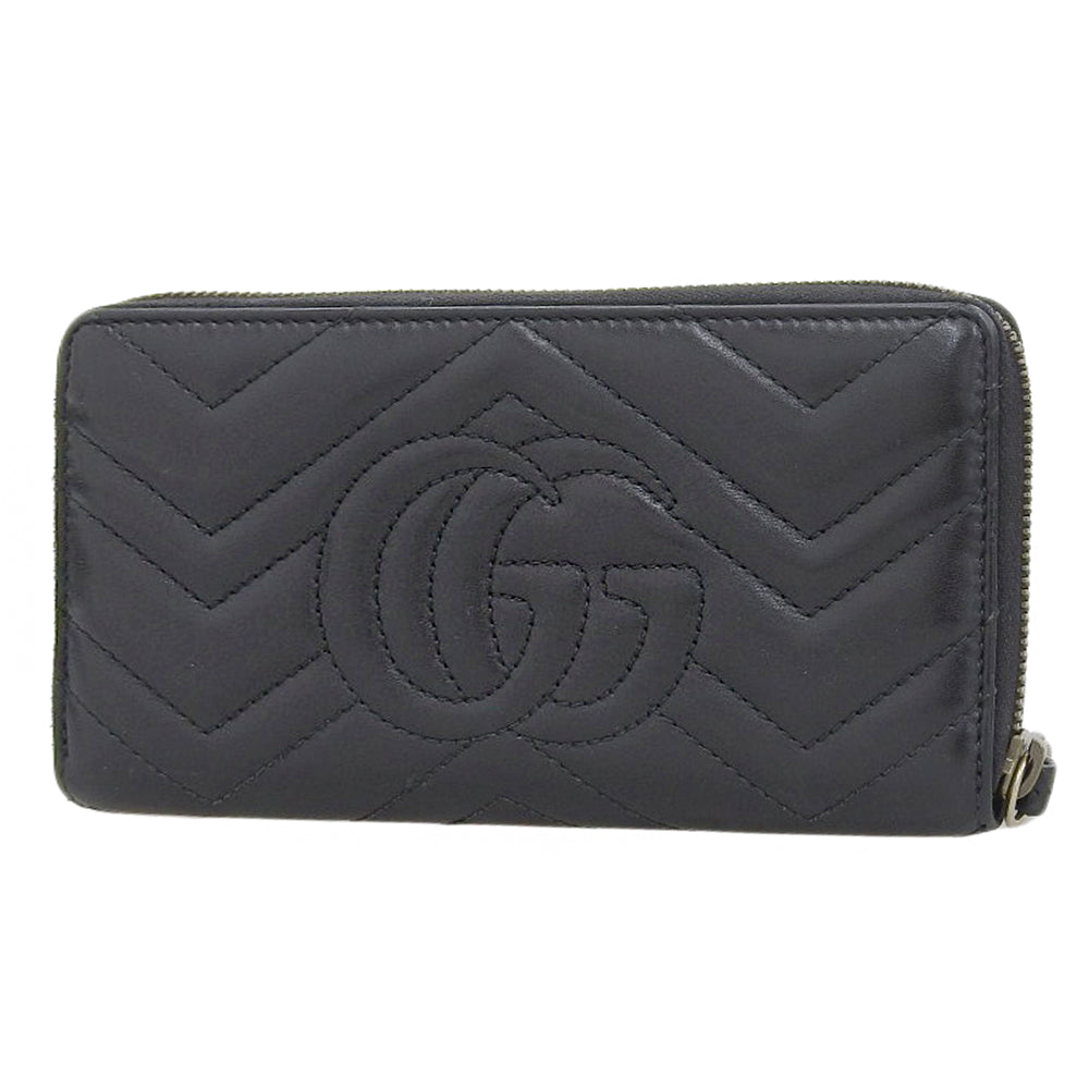 Gucci GG Marmont Leather Long Wallet Black 443123 525040 in Very Good Condition