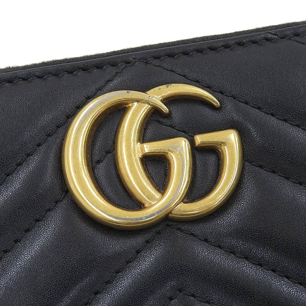 Gucci GG Marmont Leather Long Wallet Black 443123 525040 in Very Good Condition