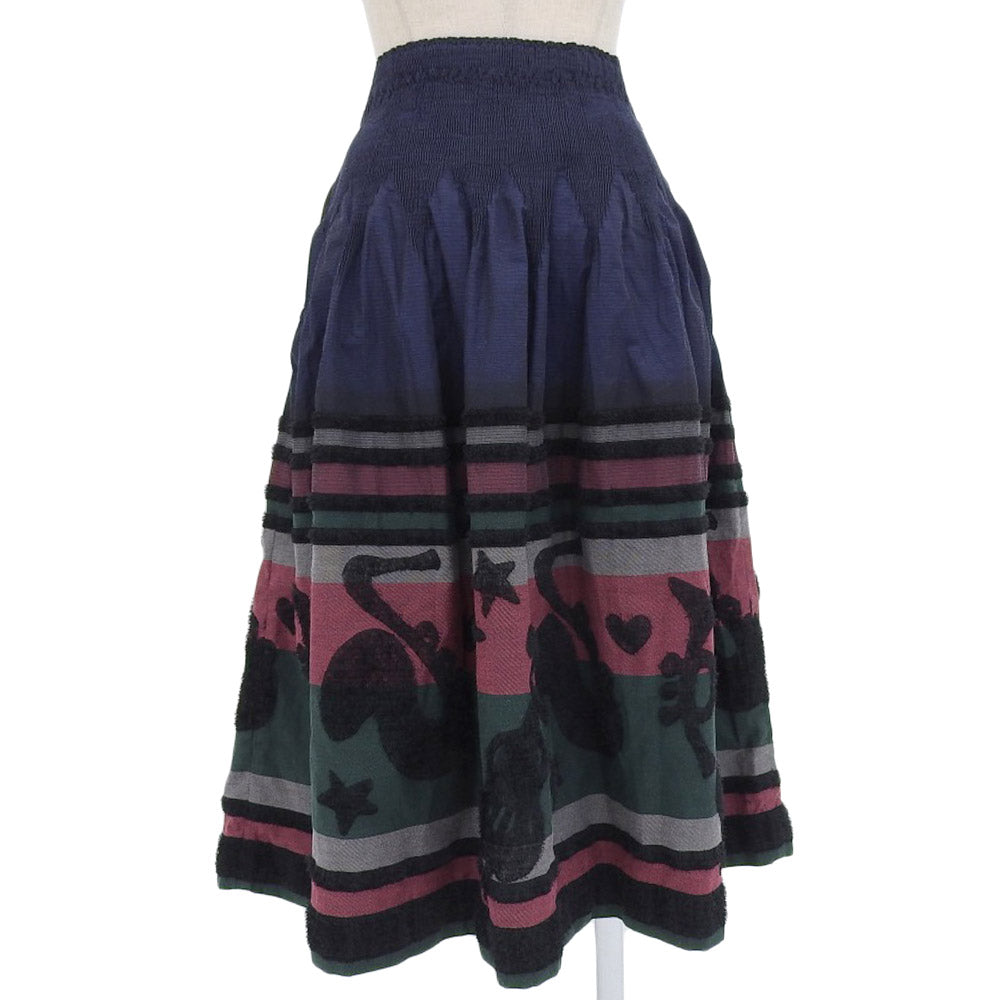 Issey Miyake Long Skirt Navy Green Red