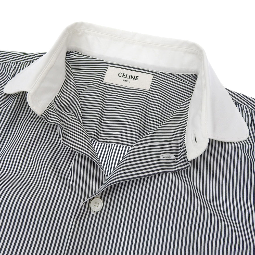 Celine Stripe Cotton Shirt 38 Black White in Great Condition