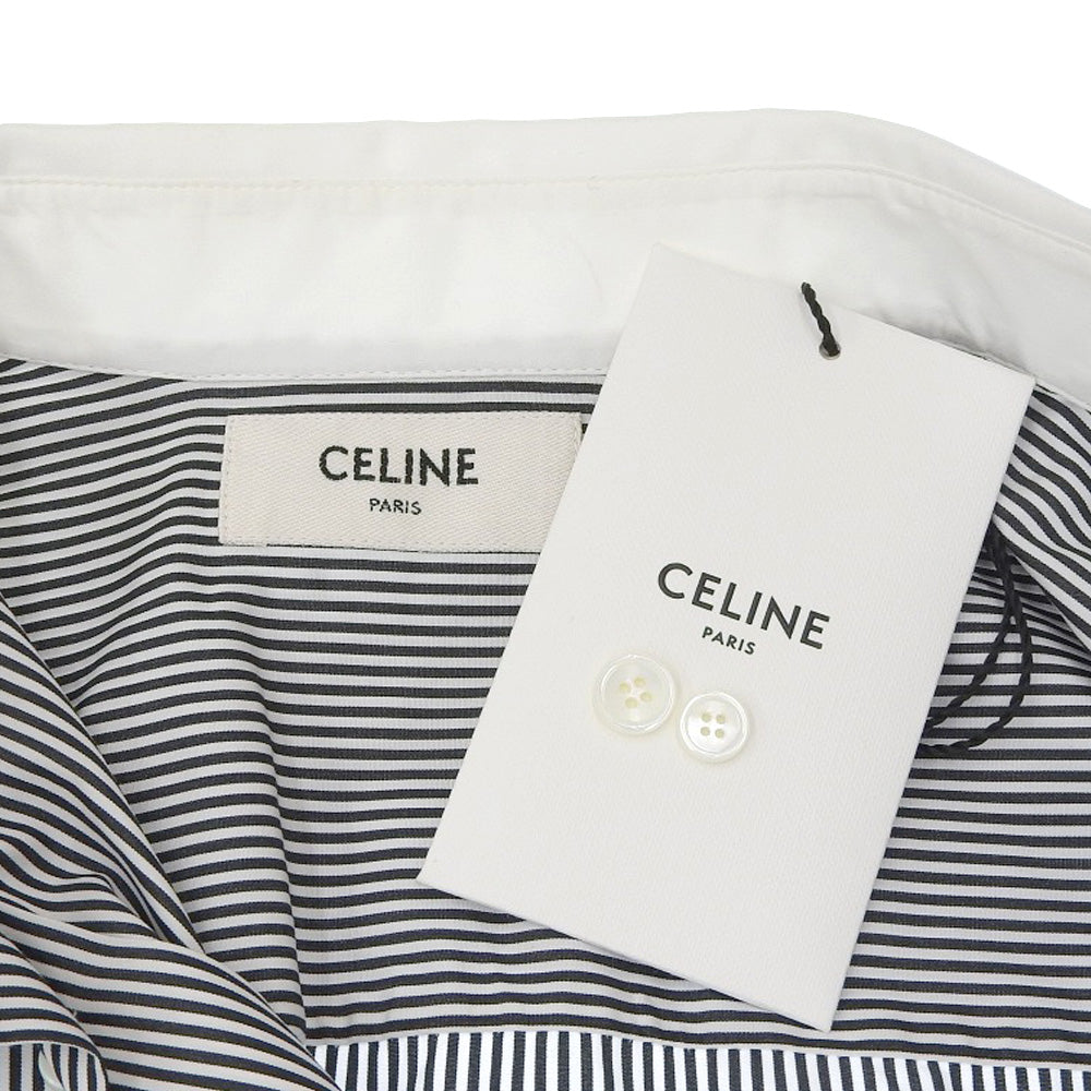 Celine Stripe Cotton Shirt 38 Black White in Great Condition