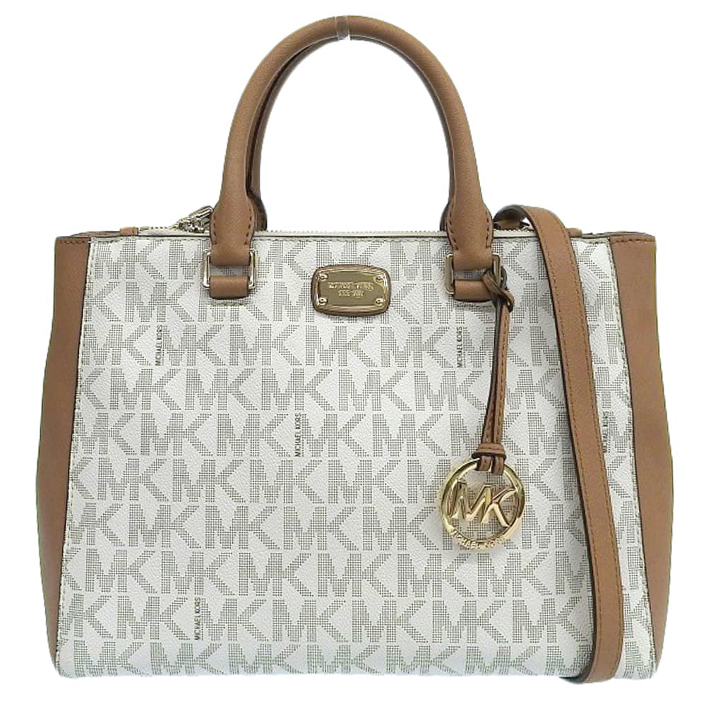 Michael Kors 2WAY Handbag Shoulder Bag Ivory Brown