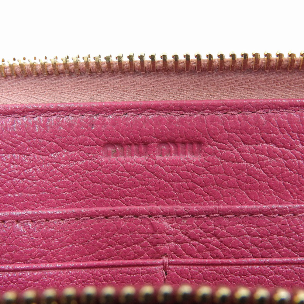 Miu Miu Leather Zip-Around Long Wallet Pink