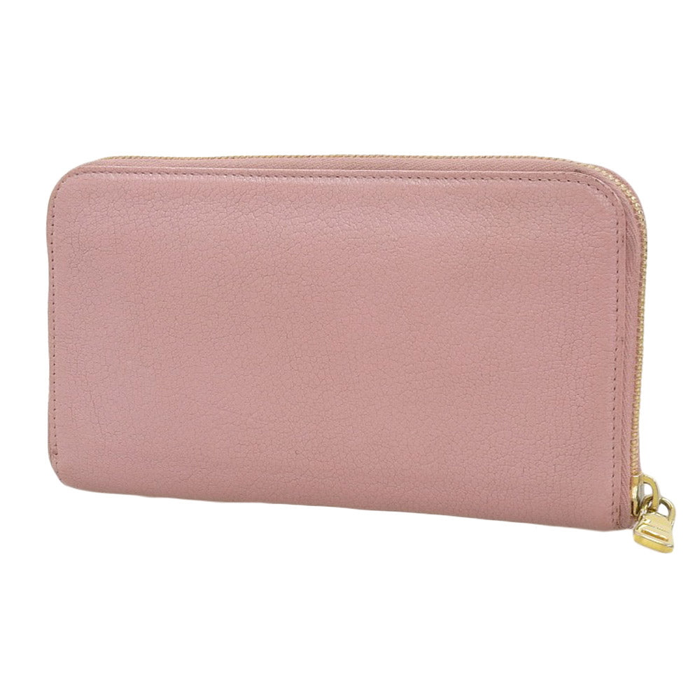 Miu Miu Leather Zip-Around Long Wallet Pink