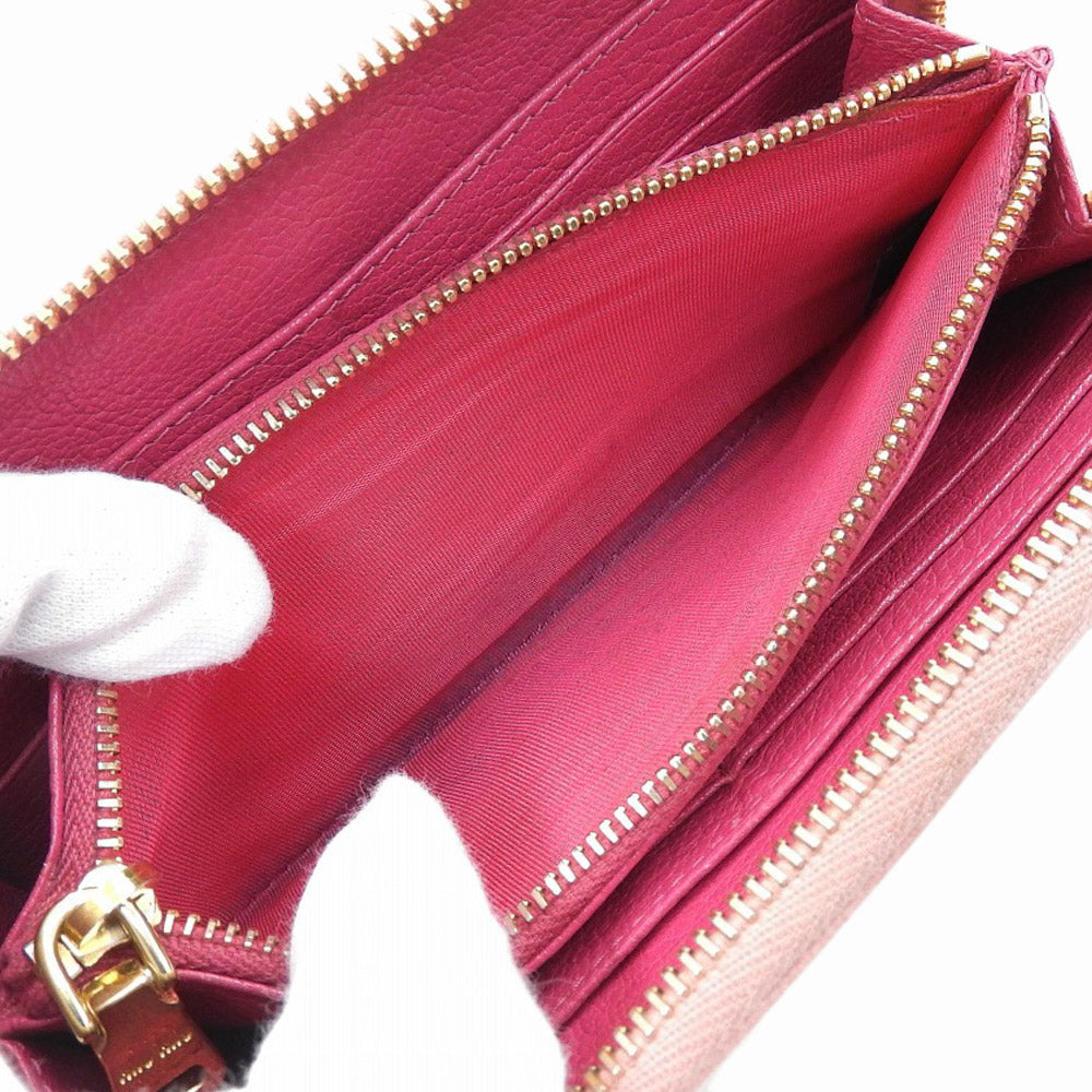 Miu Miu Leather Zip-Around Long Wallet Pink