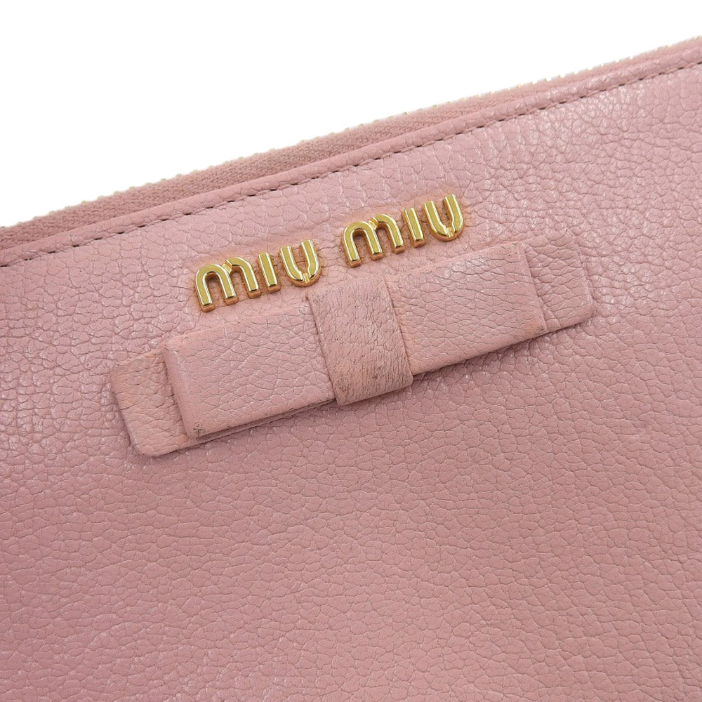 Miu Miu Leather Zip-Around Long Wallet Pink