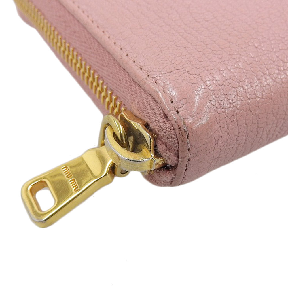 Miu Miu Leather Zip-Around Long Wallet Pink