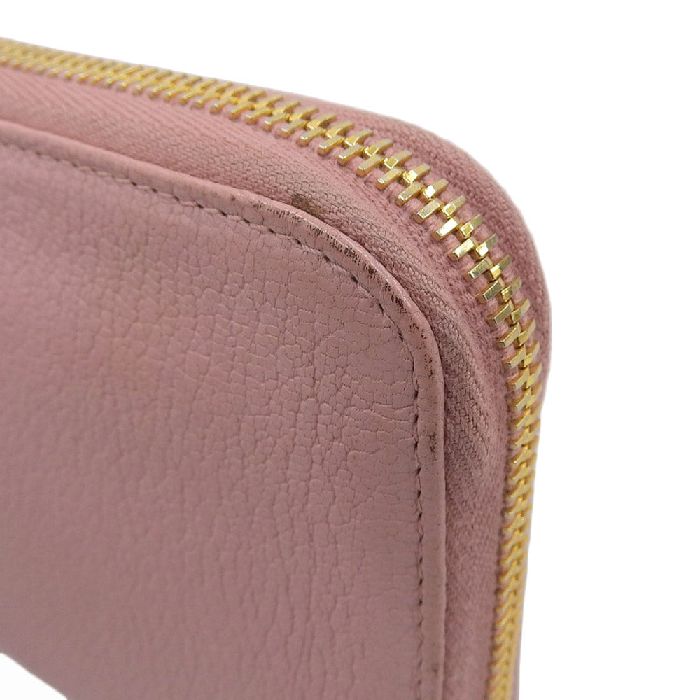 Miu Miu Leather Zip-Around Long Wallet Pink