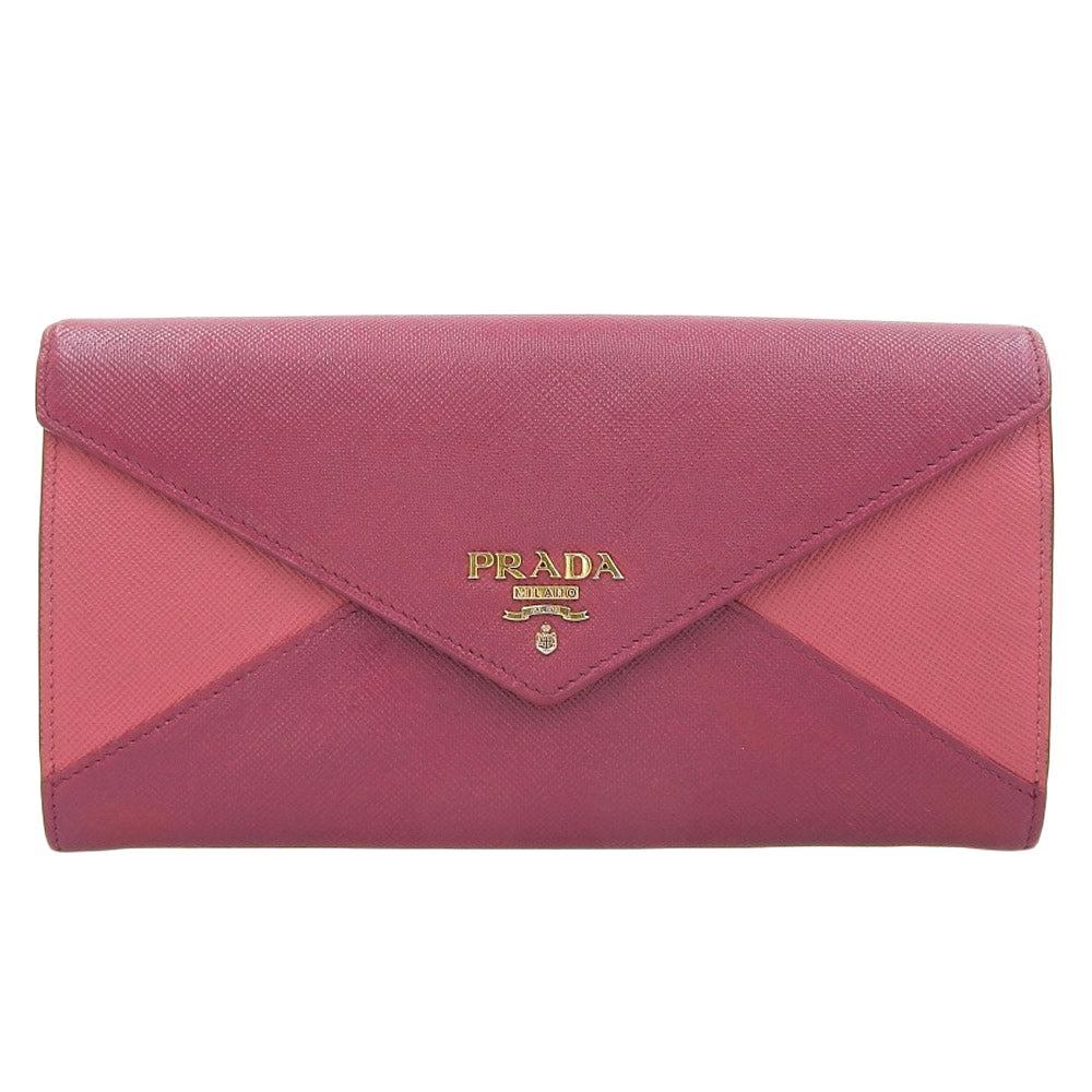 Prada Saffiano Bicolor Letter Wallet 1MH037 in Very Good Condition