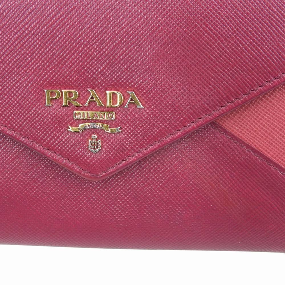 Prada Saffiano Bicolor Letter Wallet 1MH037 in Very Good Condition