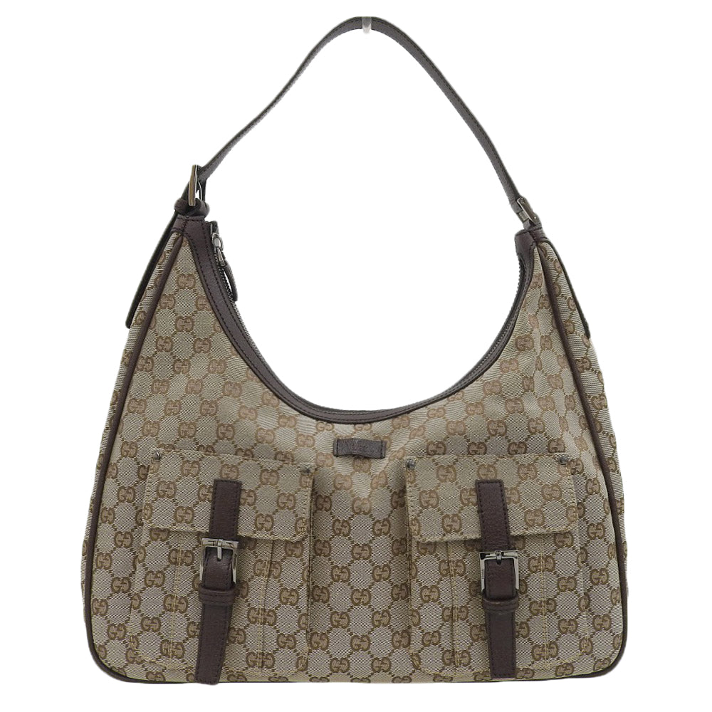 Gucci GG Canvas One Shoulder Bag 114266 Beige Brown in Great Condition