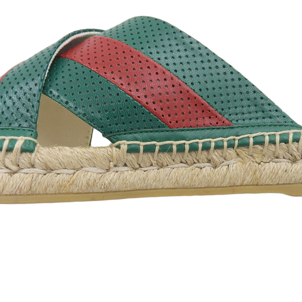 Gucci Leather Slide Sandals Green Red