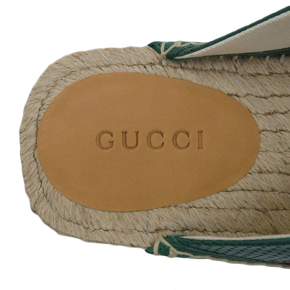 Gucci Leather Slide Sandals Green Red