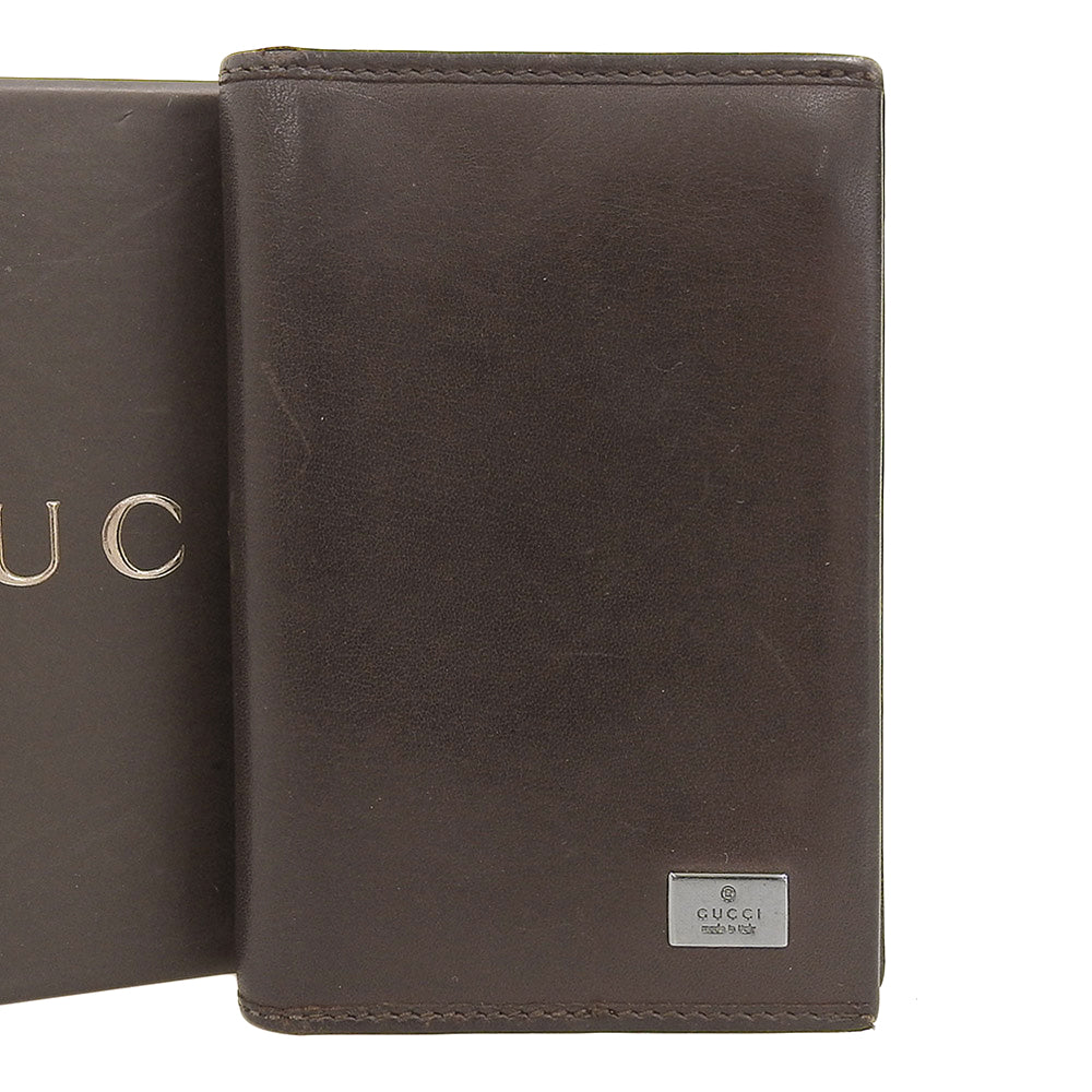 Gucci Leather Card Case Dark Brown in Good Condition