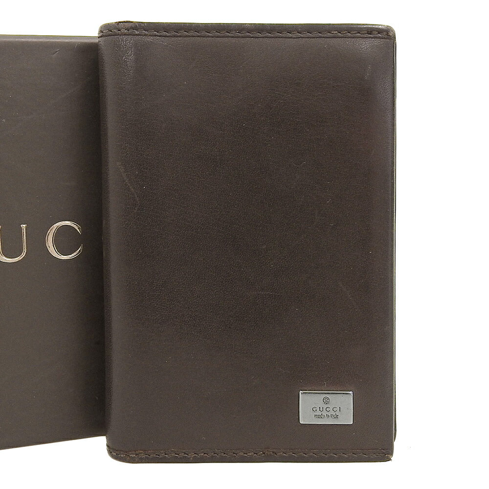 Gucci Leather Card Case Dark Brown