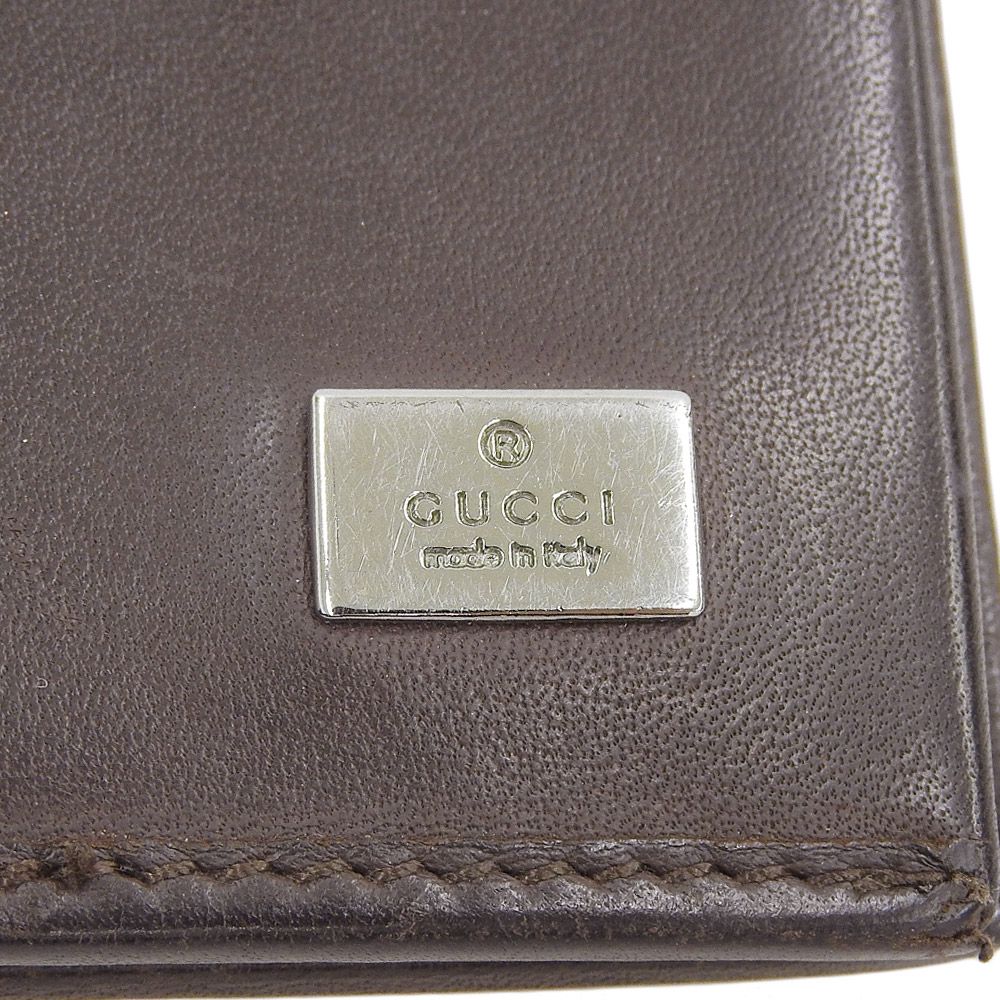 Gucci Leather Card Case Dark Brown in Good Condition