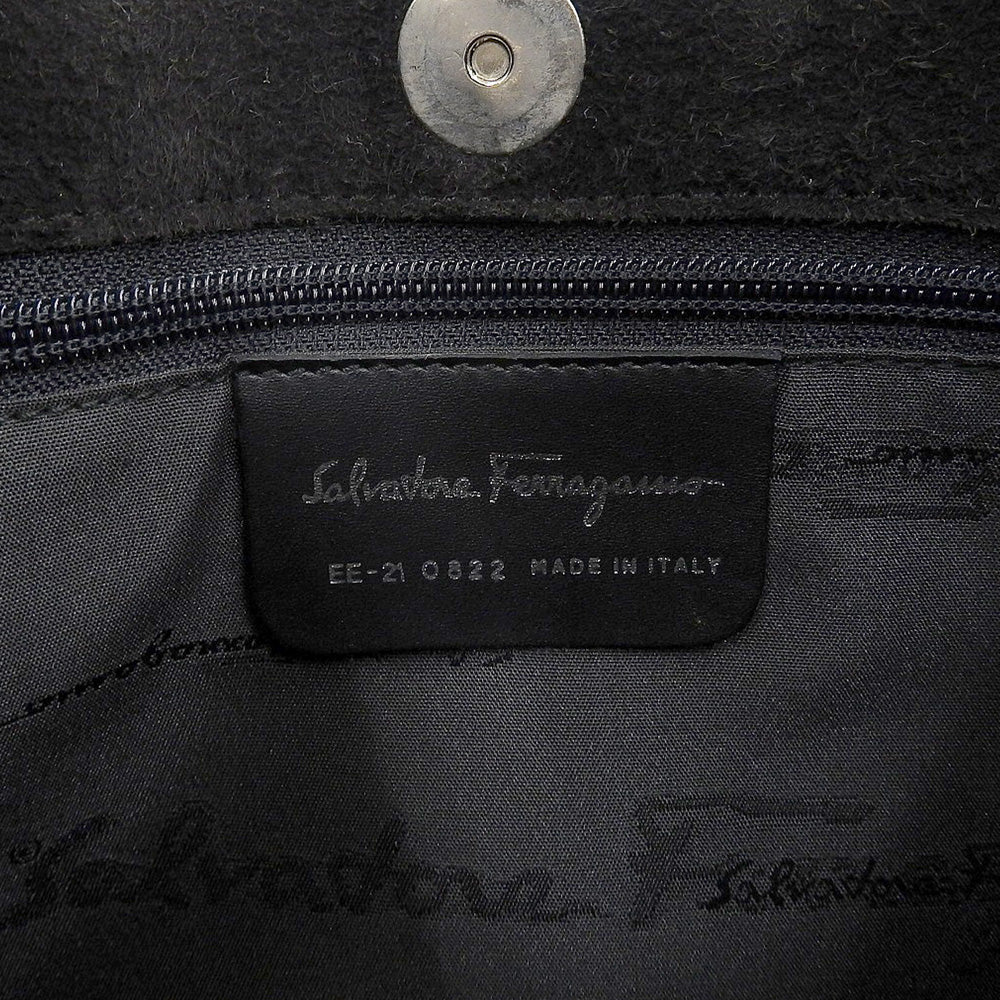 Salvatore Ferragamo Suede One Shoulder Bag Dark Brown in Very Good Condition