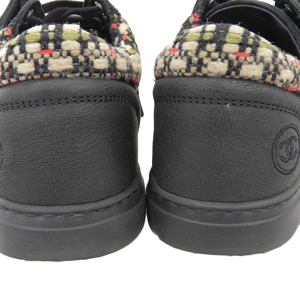 Chanel Logo Suede Leather Sneakers Black