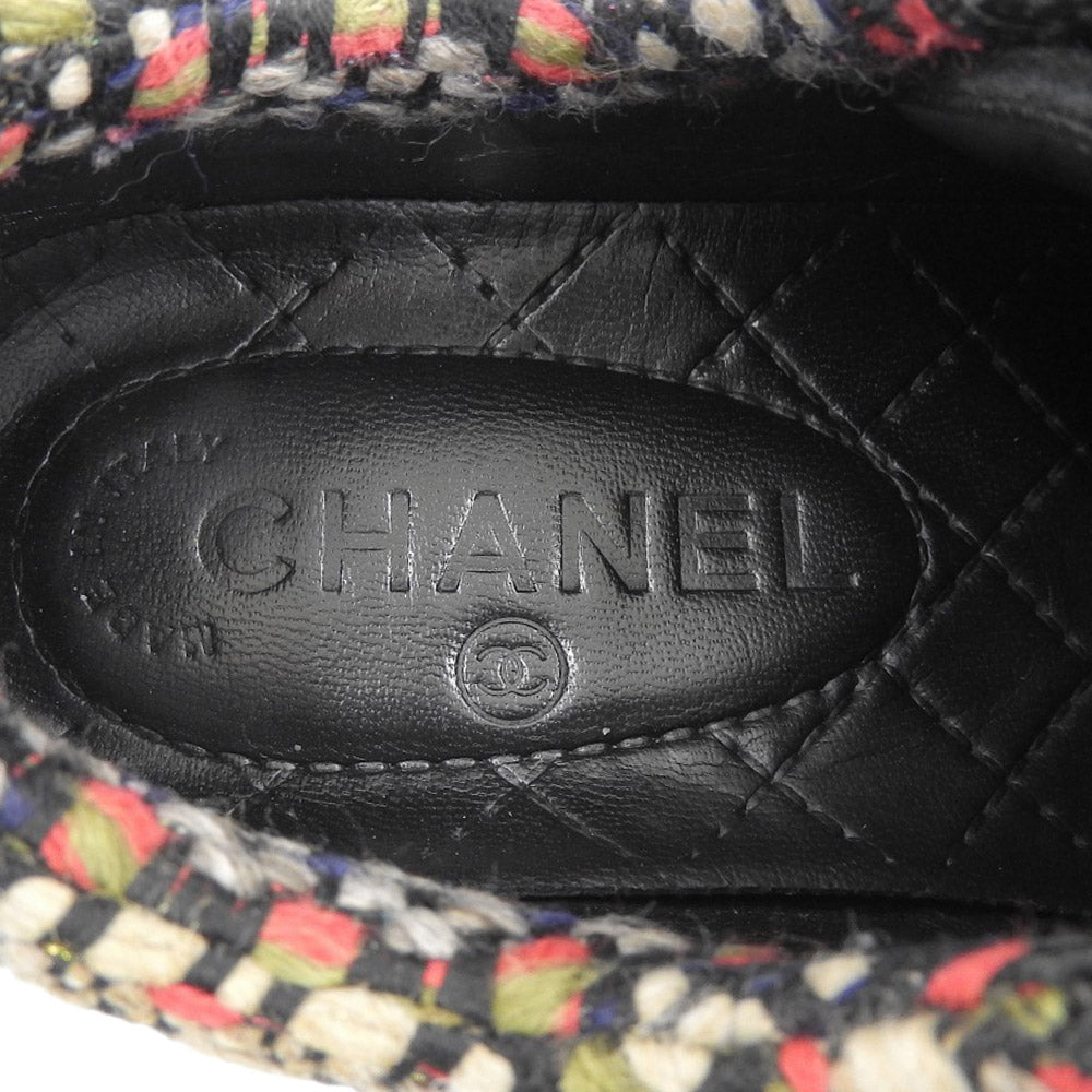 Chanel Logo Suede Leather Sneakers Black