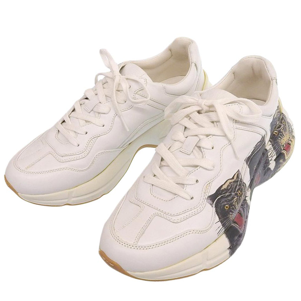 Gucci Rhyton Tiger Print Sneakers Leather White in Excellent Condition