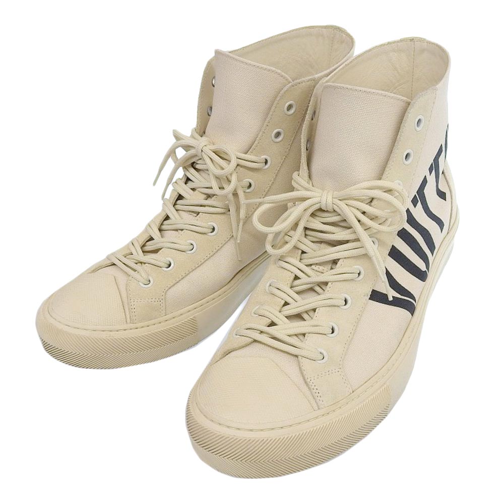 Louis Vuitton Tattoo Line Sneakers Canvas Suede Beige in Great Condition