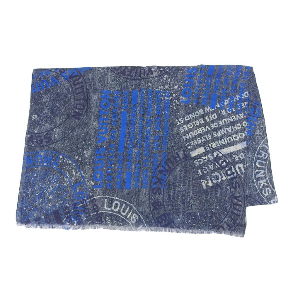 Louis Vuitton Denim Stamp Echarpe Scarf 67% Cotton 33% Linen 189x67cm M78539 in Excellent Condition