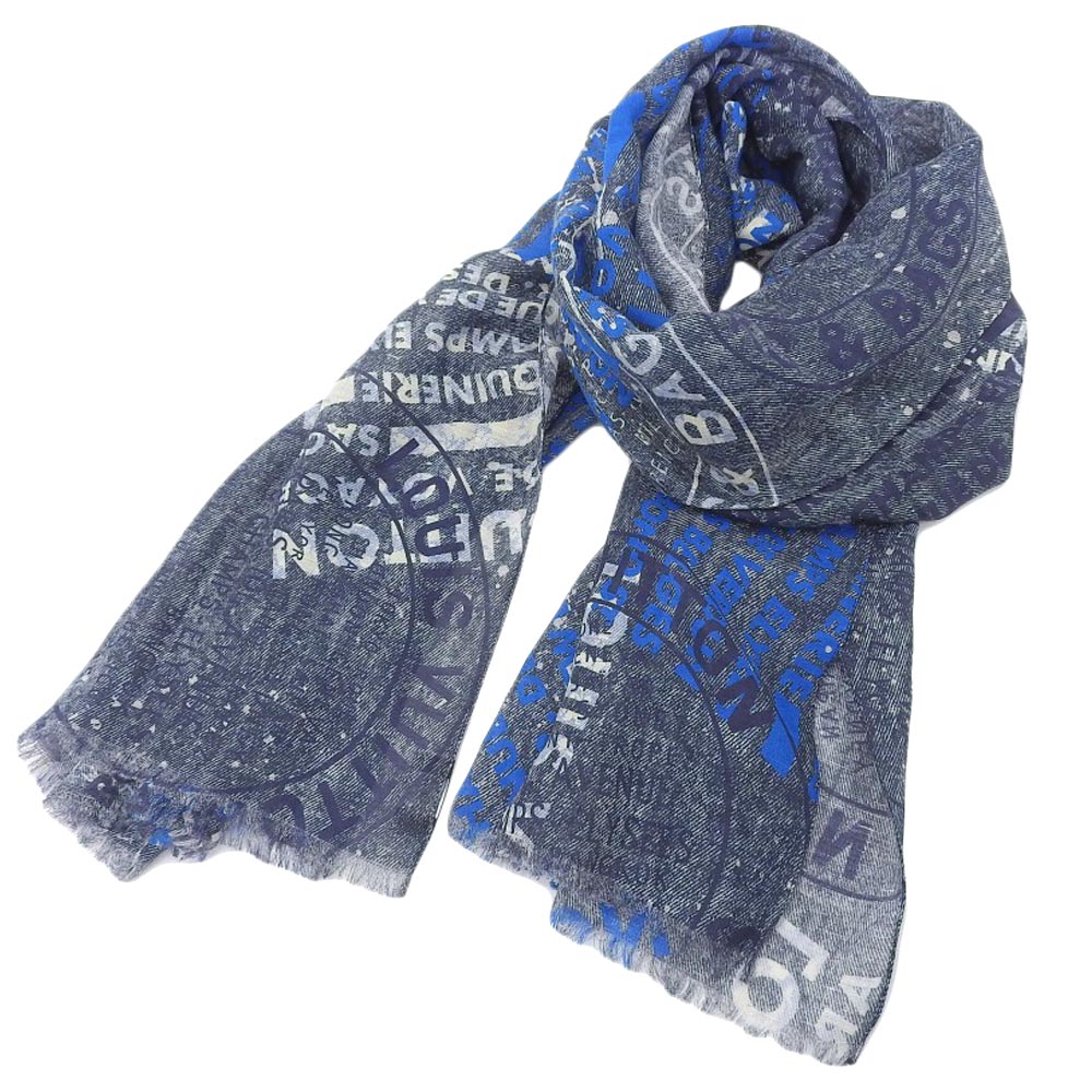 Louis Vuitton Denim Stamp Echarpe Scarf 67% Cotton 33% Linen 189x67cm M78539 in Excellent Condition