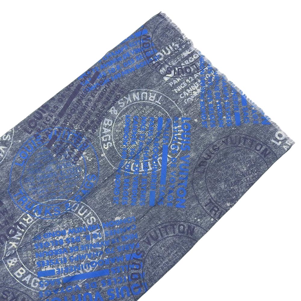 Louis Vuitton Denim Stamp Echarpe Scarf 67% Cotton 33% Linen 189x67cm M78539 in Excellent Condition