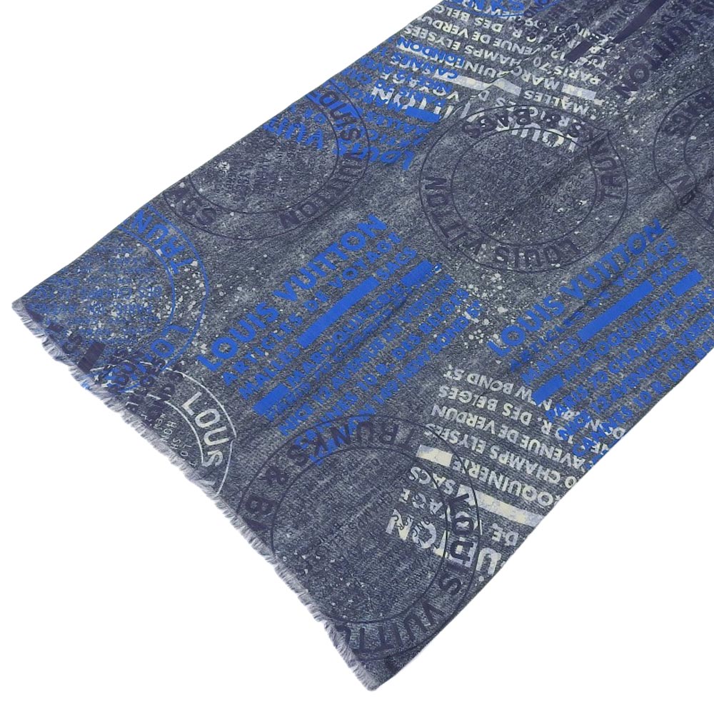 Louis Vuitton Denim Stamp Echarpe Scarf 67% Cotton 33% Linen 189x67cm M78539 in Excellent Condition