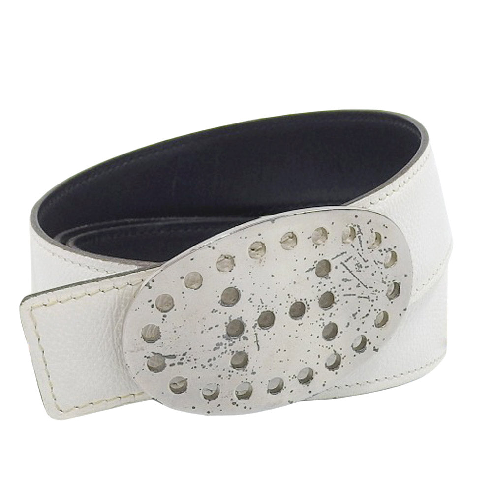 Hermes Evelyne Reversible Leather Belt Black White in Very Good Condition