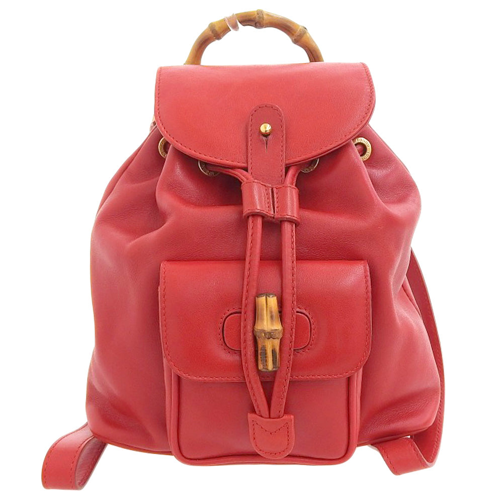 Gucci Bamboo Mini Backpack Leather Red Vintage in Very Good Condition