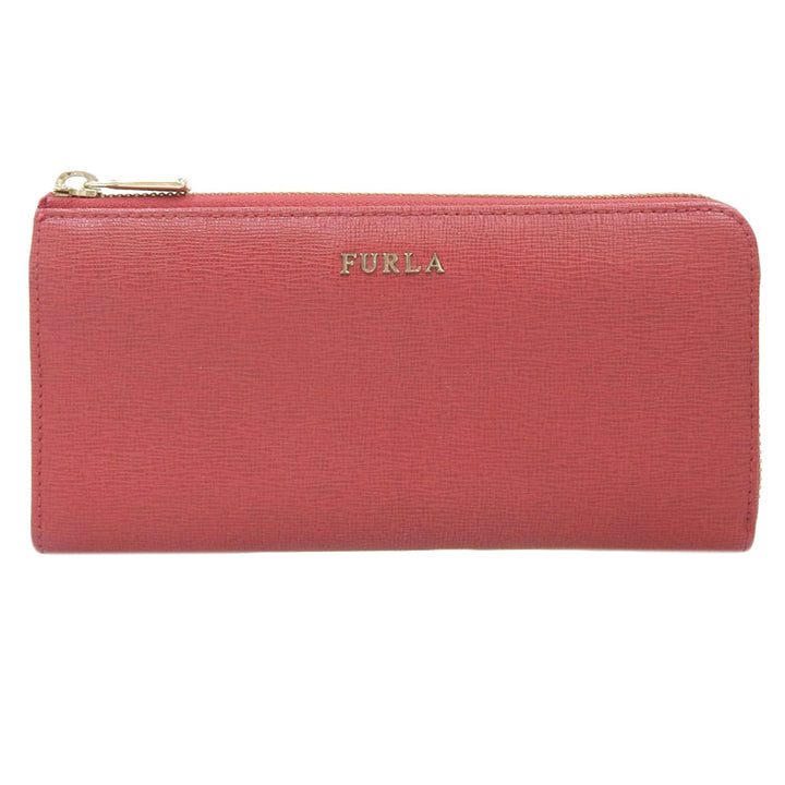 Furla Leather L-Zip Long Wallet Red in Very Good Condition