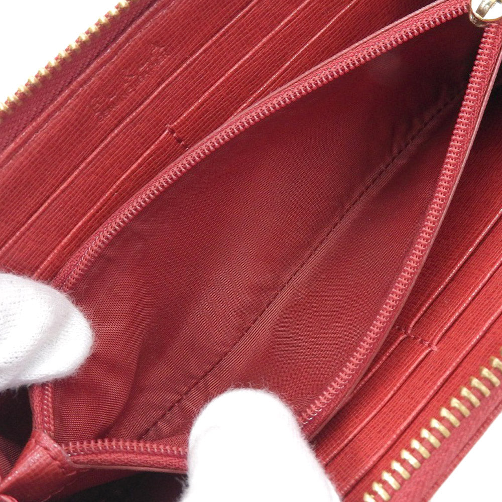 Furla Leather L-Zip Long Wallet Red in Very Good Condition