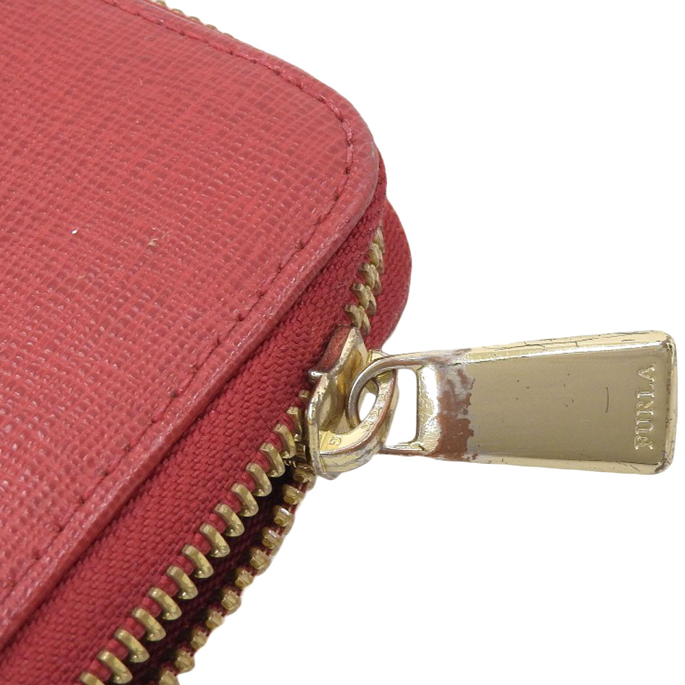 Furla Leather L-Zip Long Wallet Red in Very Good Condition