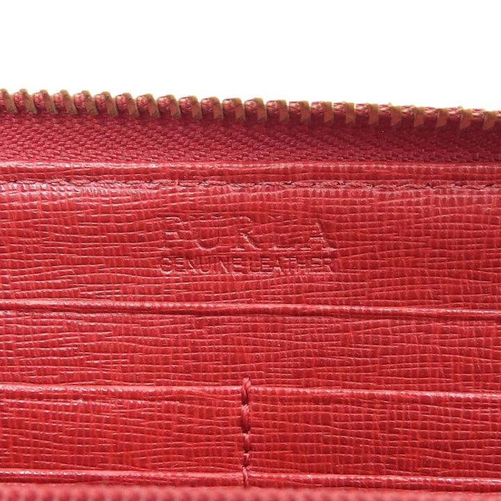 Furla Leather L-Zip Long Wallet Red in Very Good Condition