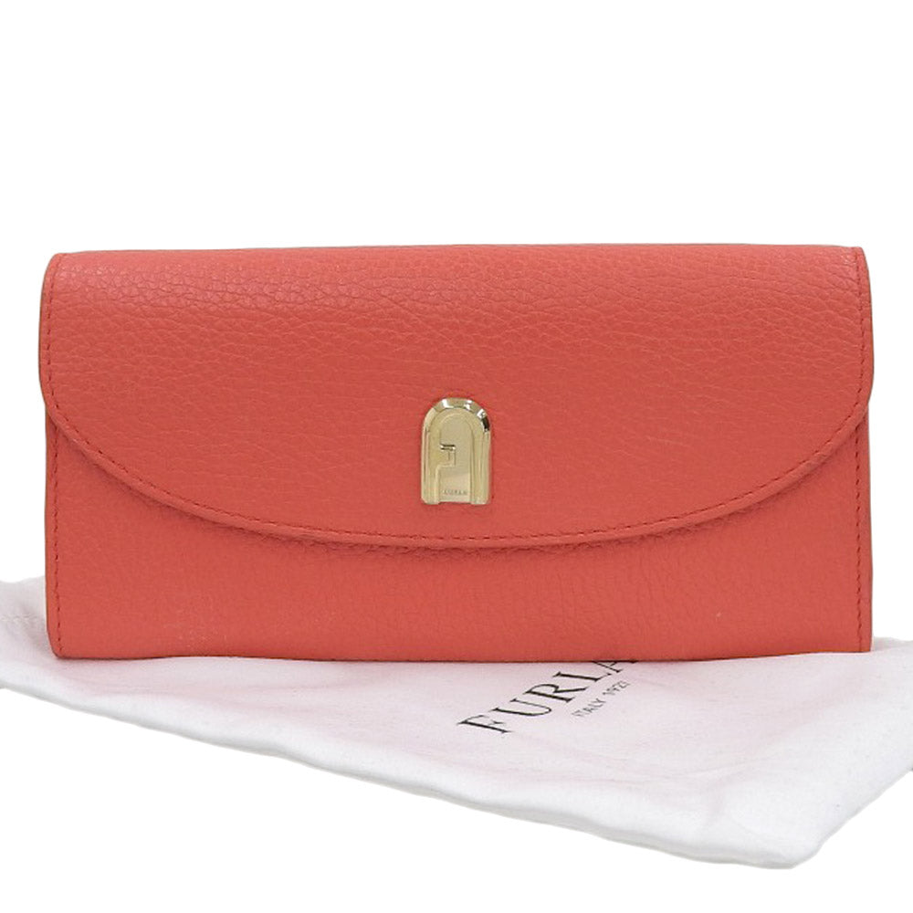 Furla Bifold Leather Wallet Orange Gold Hardware in Great Condition