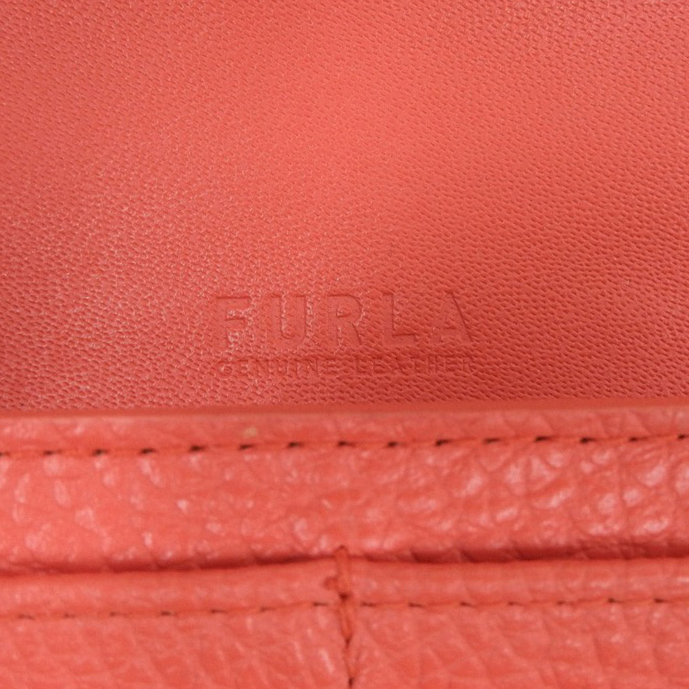 Furla Bifold Leather Wallet Orange Gold Hardware in Great Condition