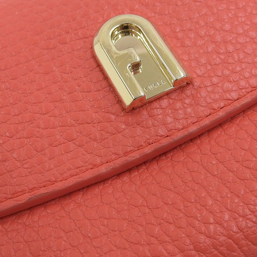 Furla Bifold Leather Wallet Orange Gold Hardware in Great Condition