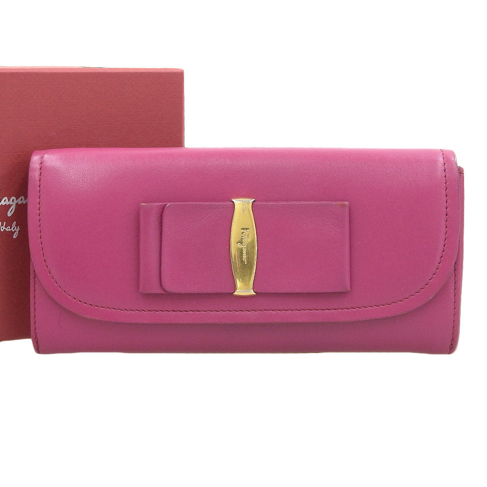 Salvatore Ferragamo Vara Ribbon Leather Long Wallet