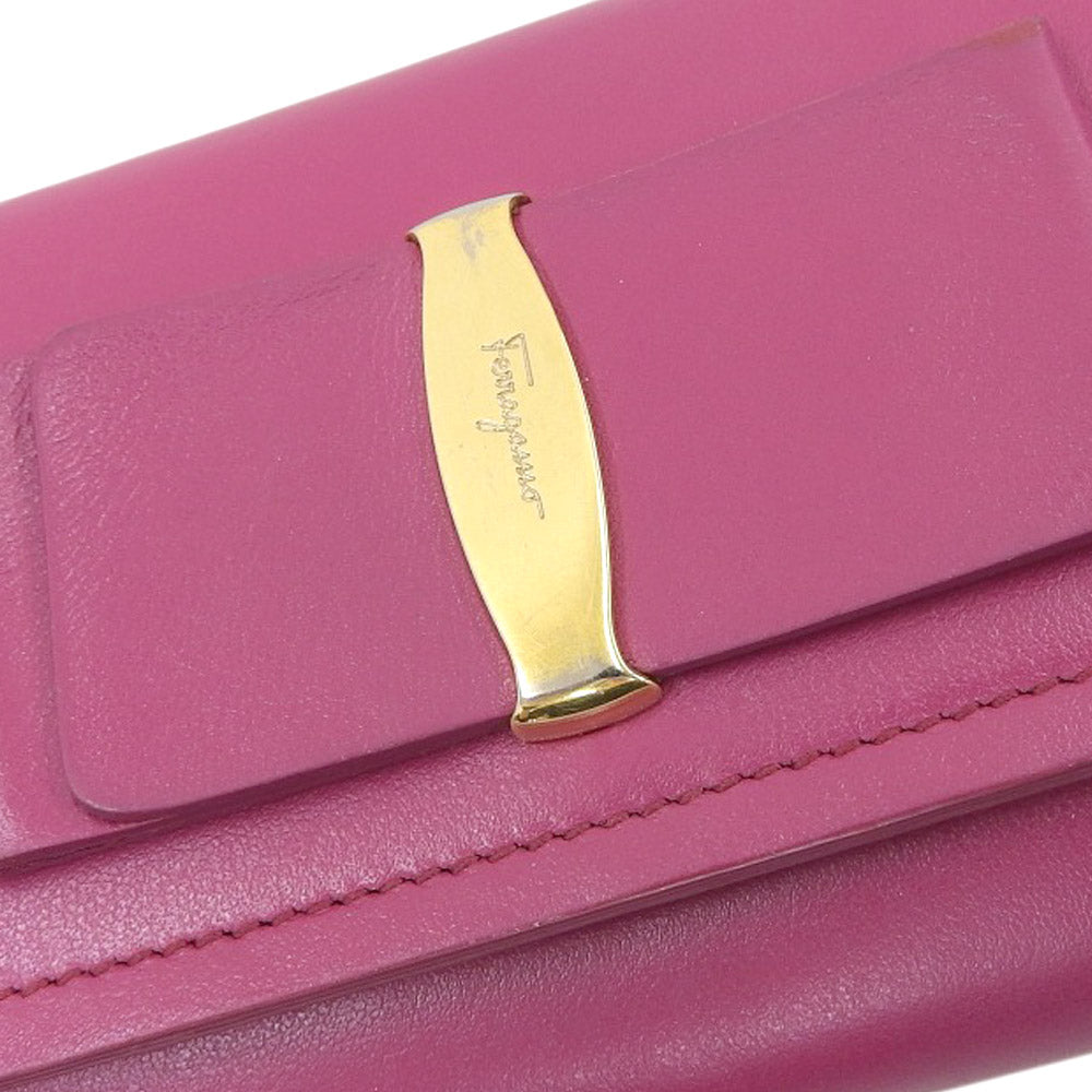 Salvatore Ferragamo Vara Ribbon Leather Long Wallet in Very Good Condition