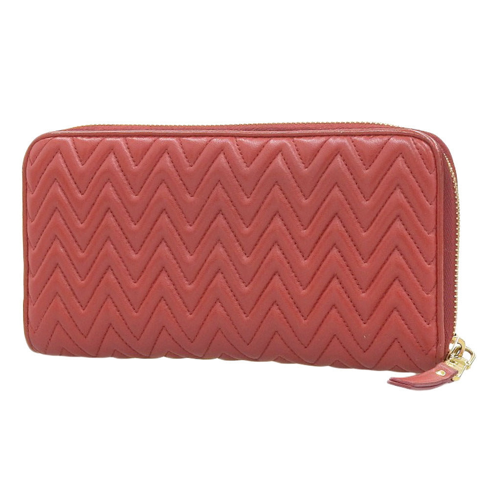 Miu Miu Leather Zip Around Wallet Red