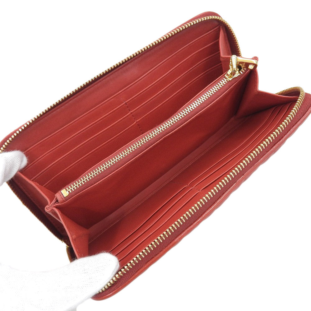 Miu Miu Leather Zip Around Wallet Red