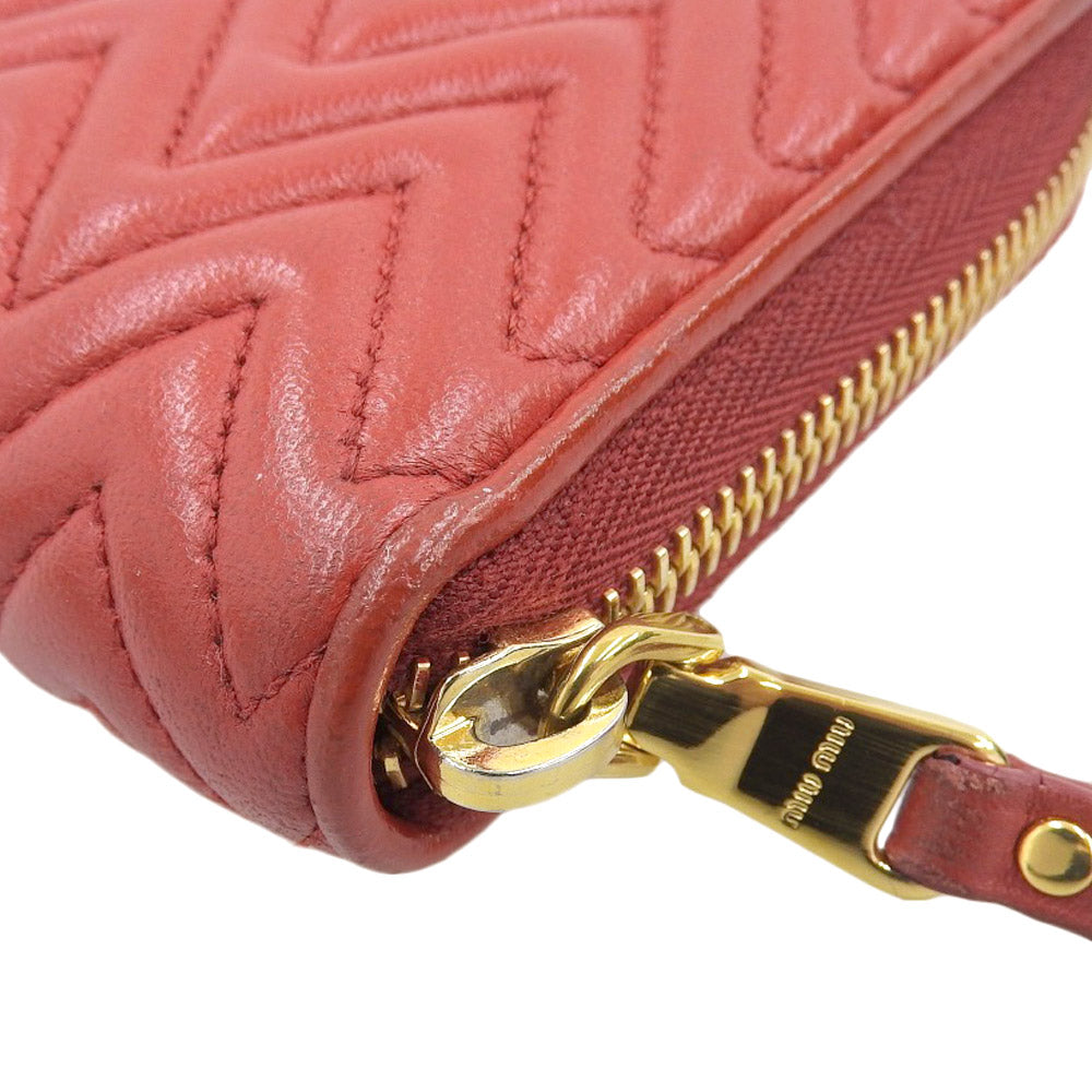 Miu Miu Leather Zip Around Wallet Red