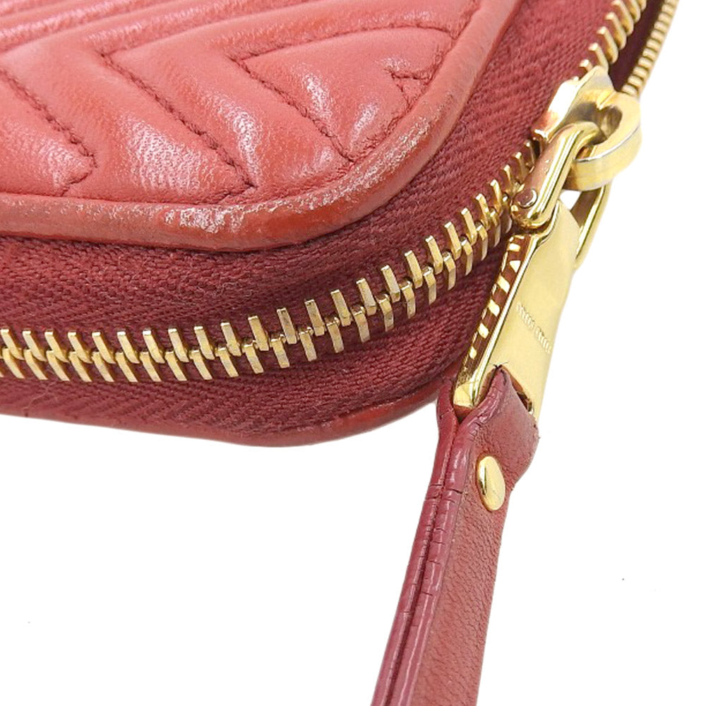 Miu Miu Leather Zip Around Wallet Red