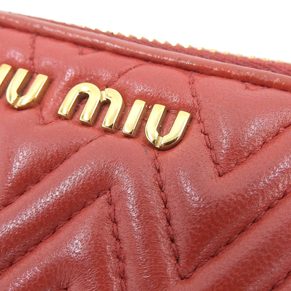 Miu Miu Leather Zip Around Wallet Red