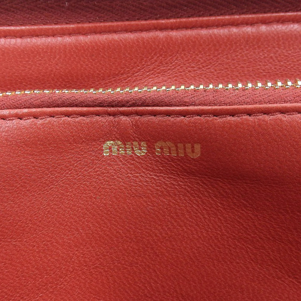 Miu Miu Leather Zip Around Wallet Red