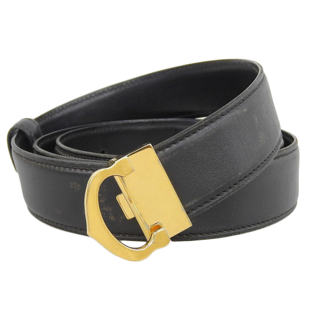 Cartier Leather Belt Black Gold Hardware